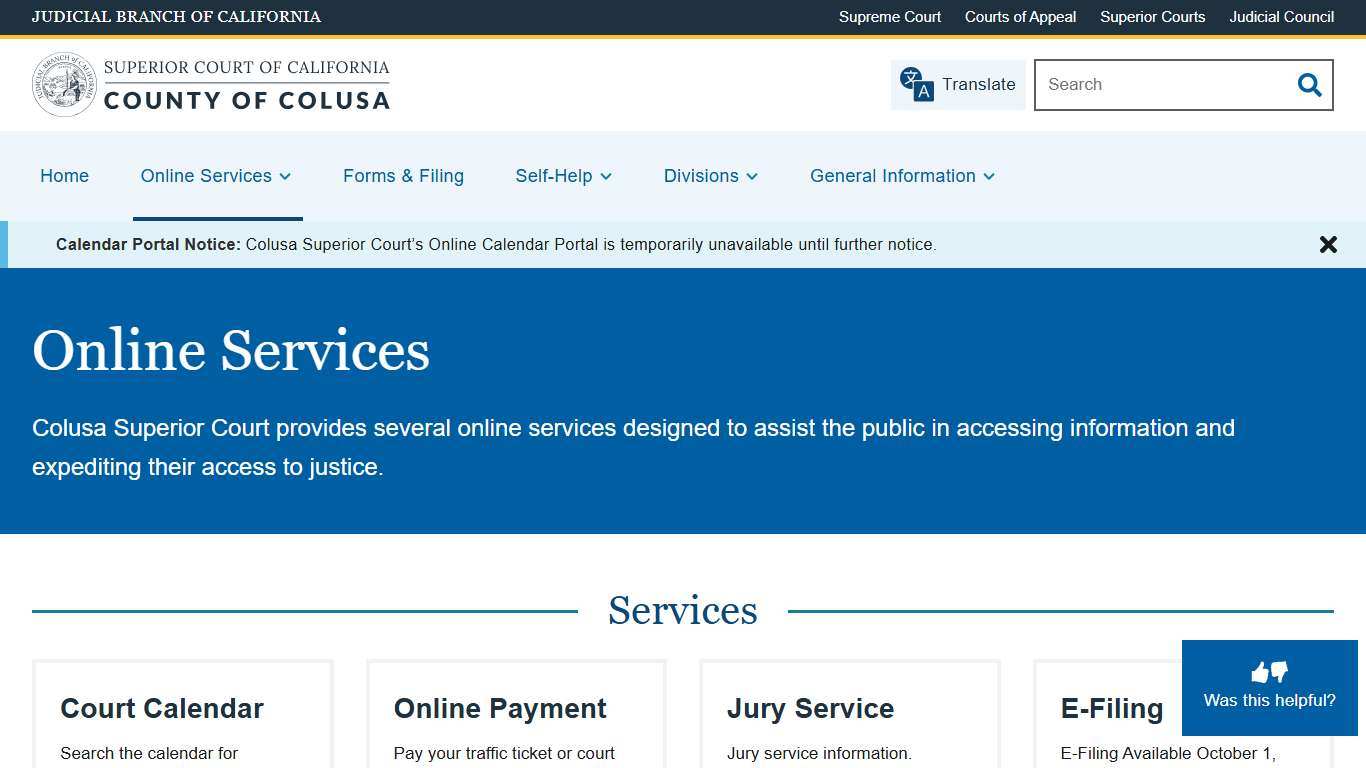 Online Services Superior Court of California County of Colusa